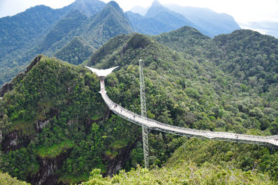 Langkawi sky bridge is a curved pedestrian cable-stayed, suspension bridge offering scenic walks