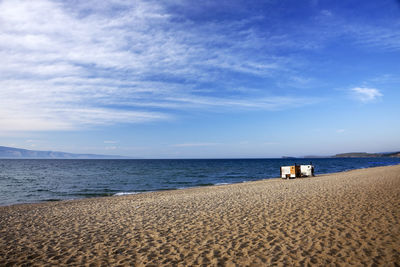 Scenic view of beach against sky