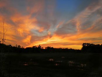 Scenic view of dramatic sky during sunset