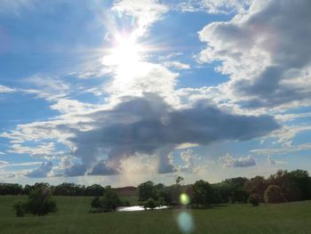 Scenic view of landscape against cloudy sky