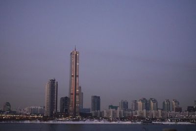 View of skyscrapers at night