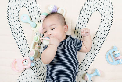 Cute baby boy at home