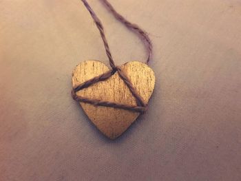 High angle view of heart shape on table