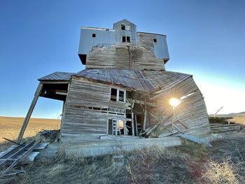 Low angle view of building against clear sky