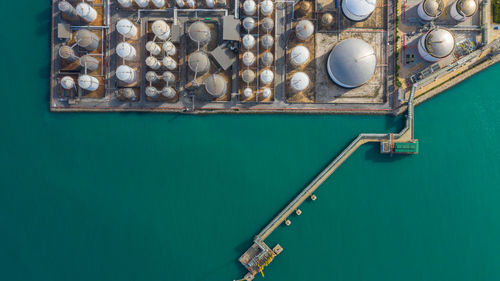 Aerial view of storage tanks