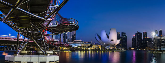 Illuminated buildings in city