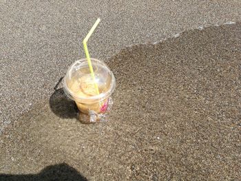 High angle view of drink in glass