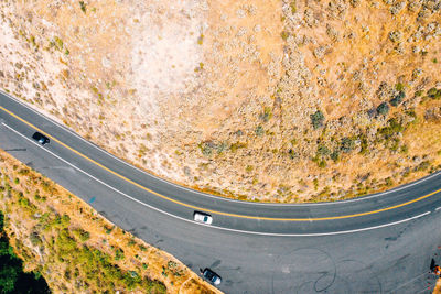 High angle view of cars on road in city