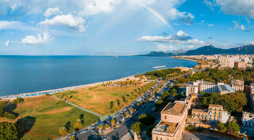 Aerial panoramic view of palermo town in sicily.