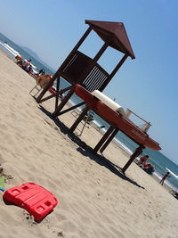 View of beach against blue sky