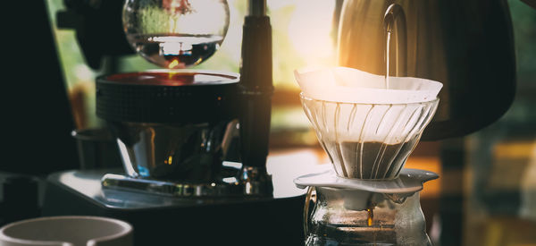 Premium coffee. barista making premium coffee