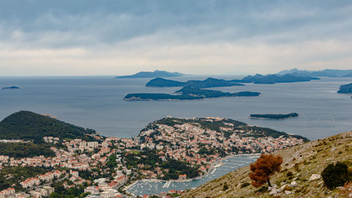 High angle view of sea against sky