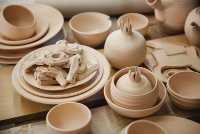 Close-up of containers on table