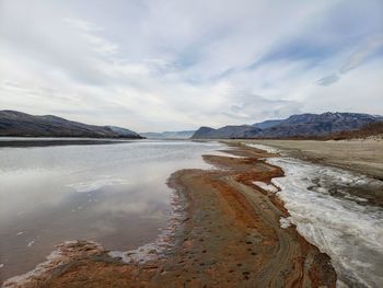 Scenic view of lake against sky