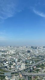 High angle view of cityscape against sky