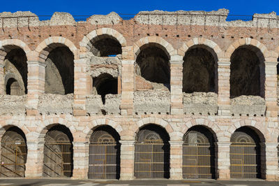 Verona arena against clear blue sky in city
