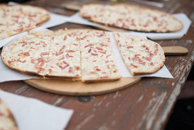 Close-up of pizza on table