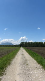 Scenic view of field against blue sky