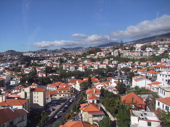 Aerial view of cityscape against sky