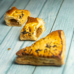 High angle view of bread on table