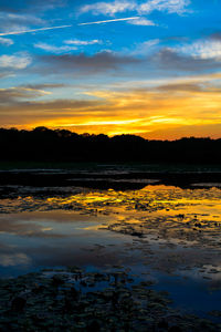 Scenic view of lake during sunset