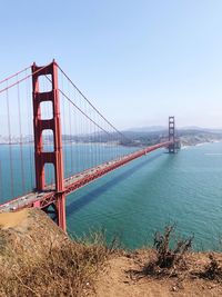 Suspension bridge over sea