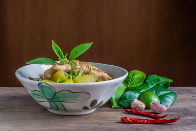 Close-up of food with ingredients on table