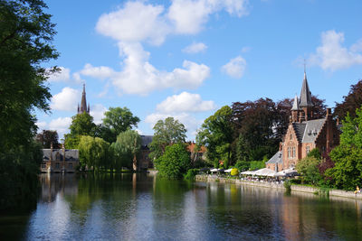 Panoramic view of buildings and trees against sky