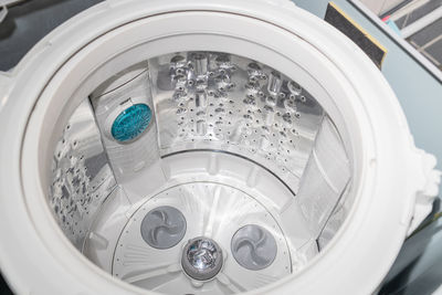 High angle view of water wheel in bathroom