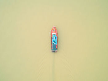 Aerial view of boat in water