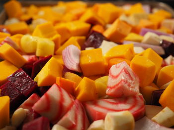 Full frame shot of chopped vegetables