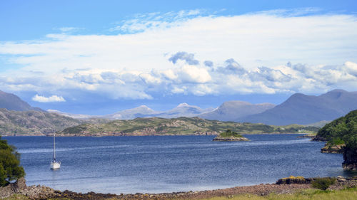 At anchor in loch torridon with the scottish highlands in the background