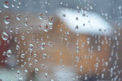 Full frame shot of wet glass window