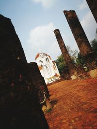 Low angle view of old building against sky