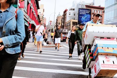 Group of people crossing road