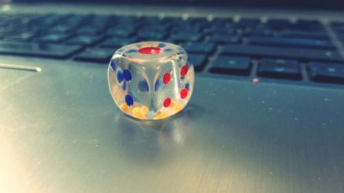 Close-up of laptop on table