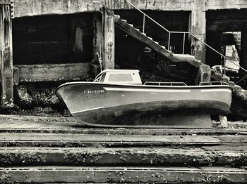 Abandoned boat in old town