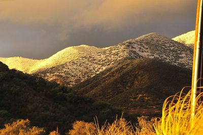 Scenic view of mountains against sky