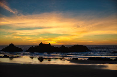 Scenic view of sea against sky during sunset