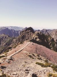 Scenic view of mountains against clear sky