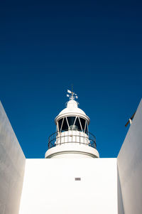 Low angle view of lighthouse against clear sky