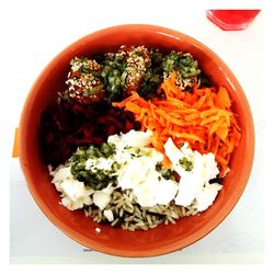 Close-up of salad in bowl on table