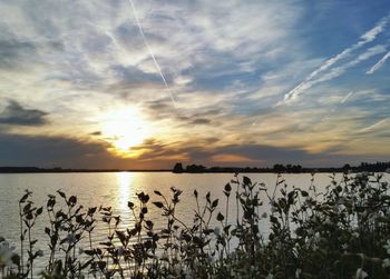 Scenic view of sunset over sea