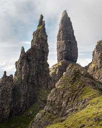 The old man of storr, isle of skye, scotland. scenic view of the iconic rocky pinnacle