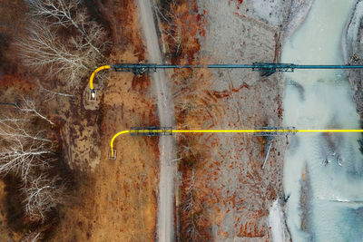 Aerial view of gas pipes