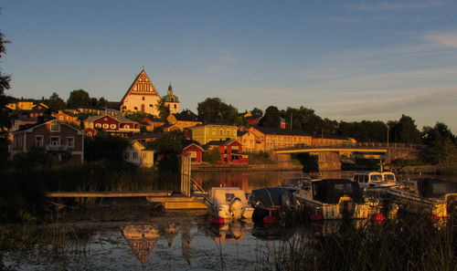 A golden evening in the historic town of porvoo, finland.