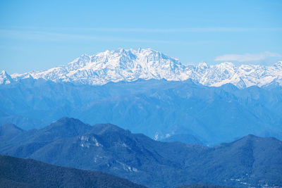 Mont blanc massif and the swiss matterhorn, taken from monte generoso, switzerland