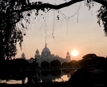 Silhouette of buildings at sunset