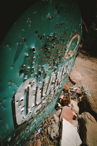High angle view of damaged garbage