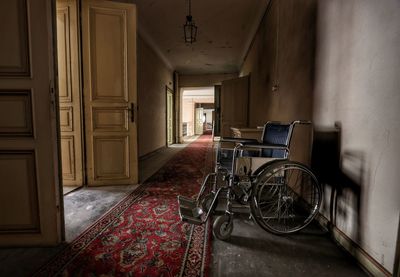 Wheelchair in abandoned building